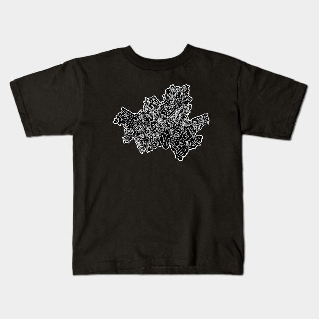 Map of Seoul - black background Kids T-Shirt by calenbundalas